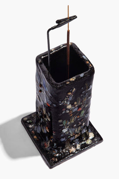 STAUD | Ceramic Tower Incense Holder Midnight Confetti Glaze