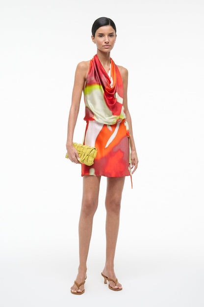 STAUD | Liora Silk Dress Red Zone