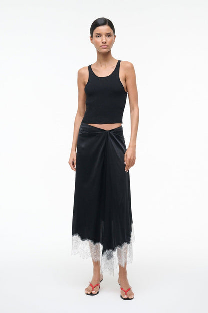 STAUD | Sonoma Silk Skirt Black