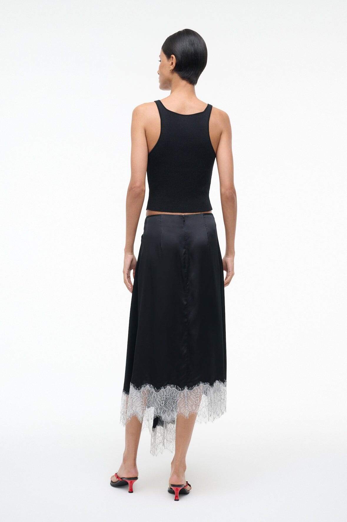STAUD | Sonoma Silk Skirt Black