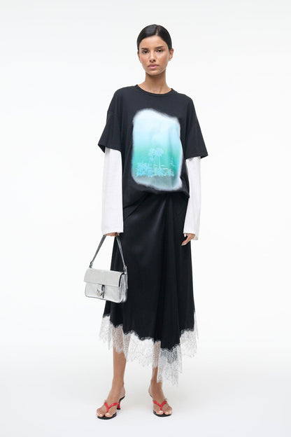 STAUD | Sonoma Silk Skirt Black