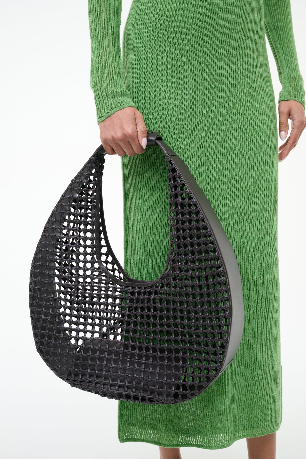 STAUD | Large Moon Hand-Knotted Bag Espresso