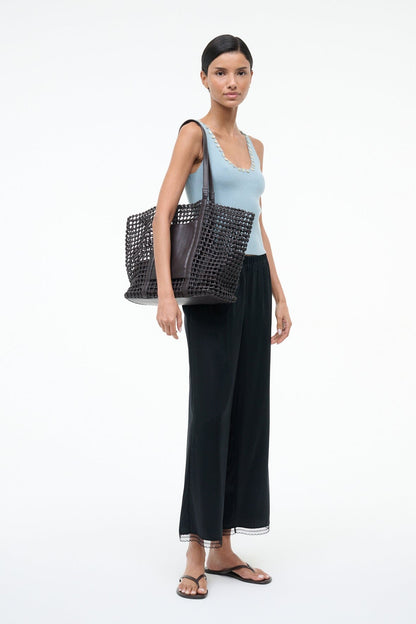 STAUD | Getaway Hand-Knotted Tote Bag Espresso