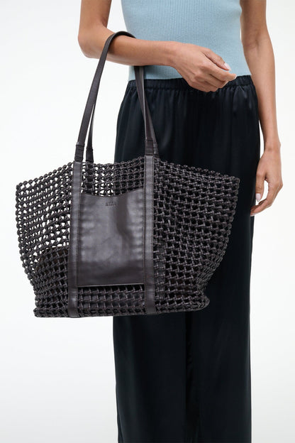 STAUD | Getaway Hand-Knotted Tote Bag Espresso