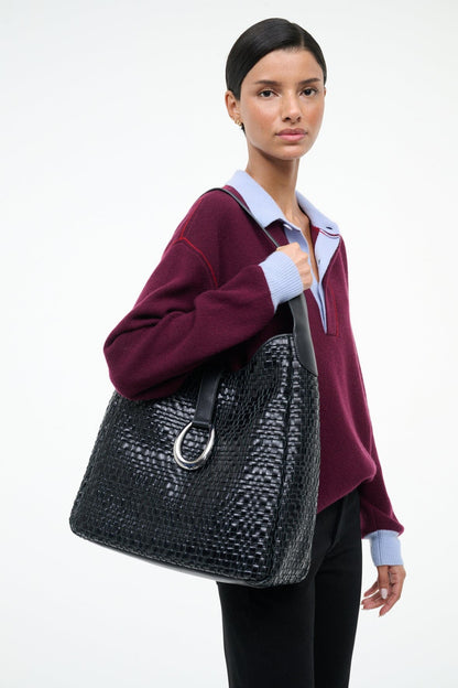 STAUD | Maya Hobo Bag Black Woven