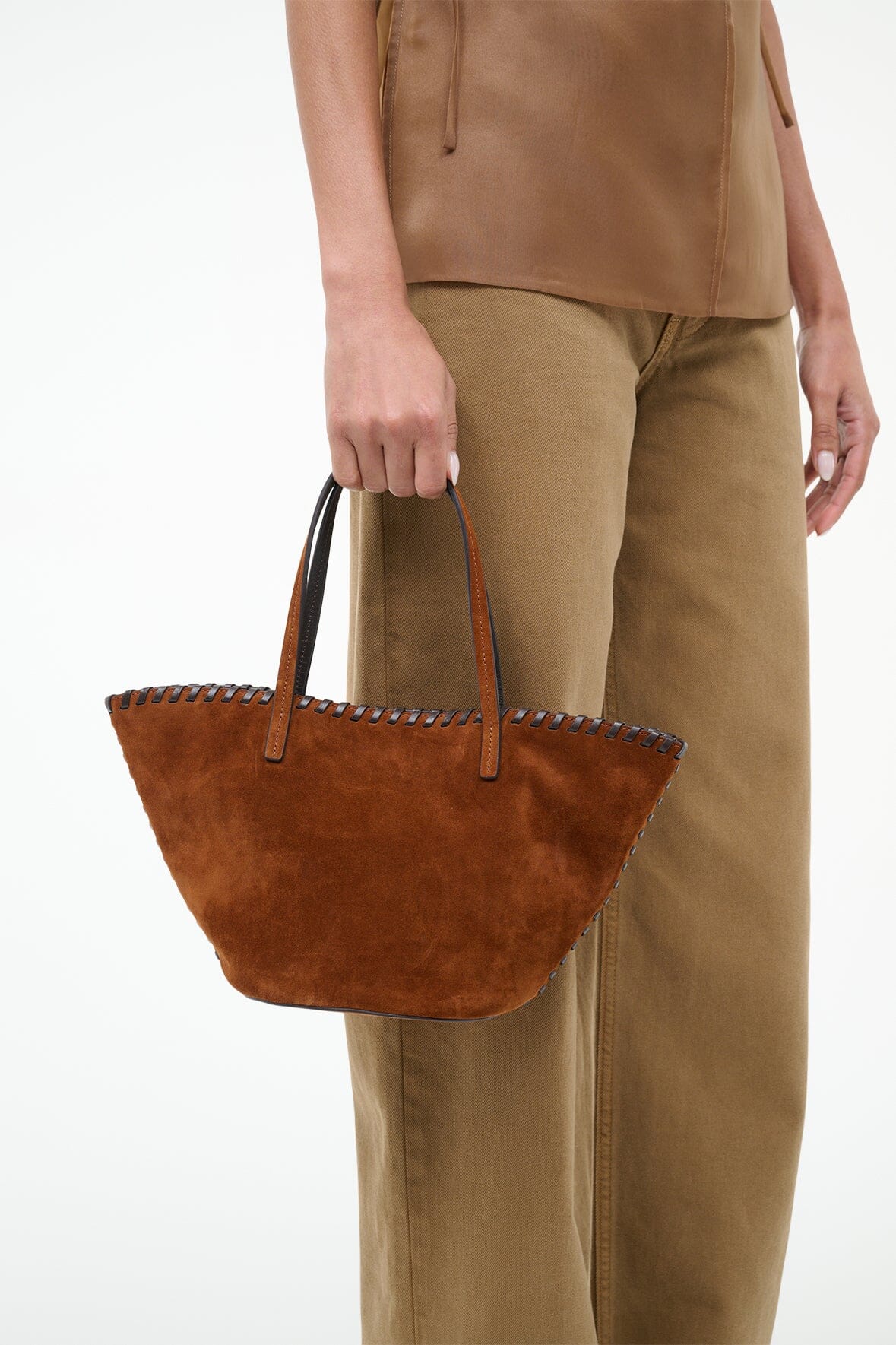 STAUD | Caro Bucket Bag Tabac Suede Espresso