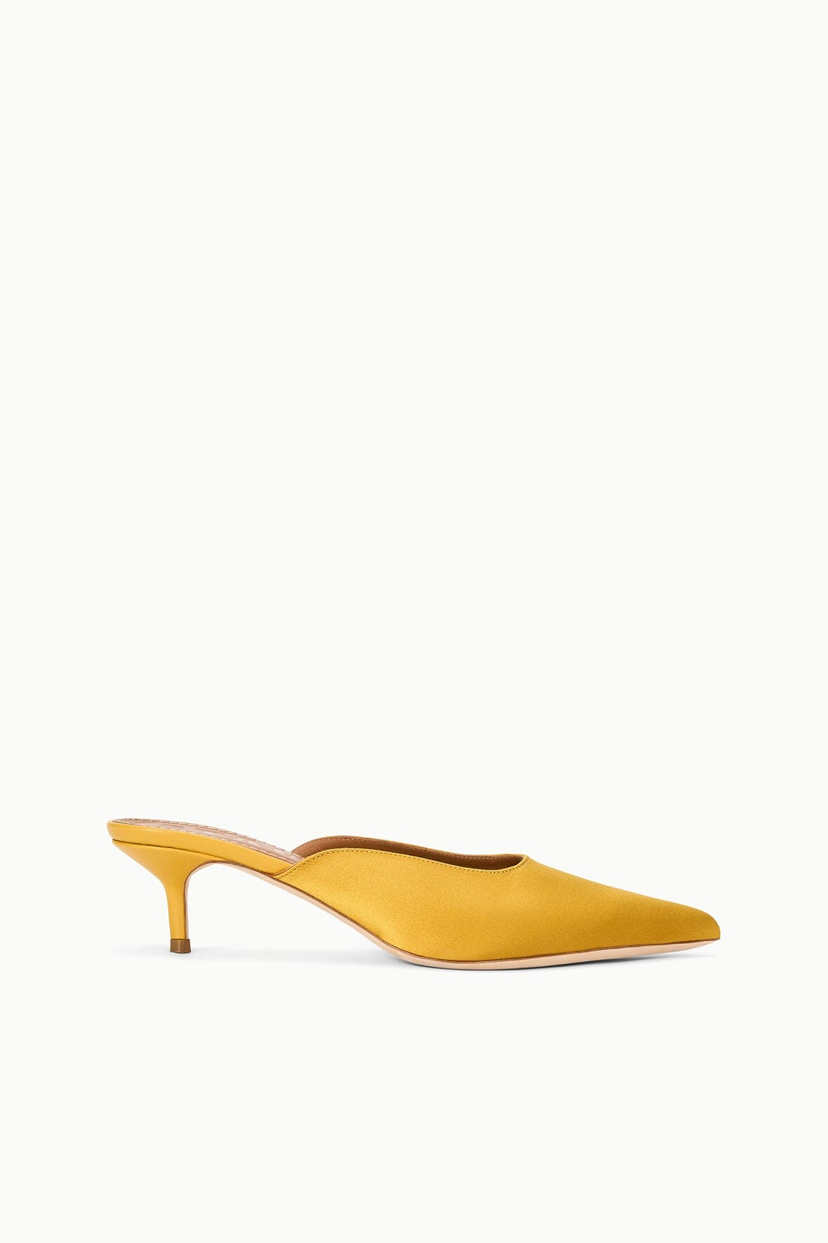 STAUD | Sebastian Kitten Heel Mule Goldenrod Satin
