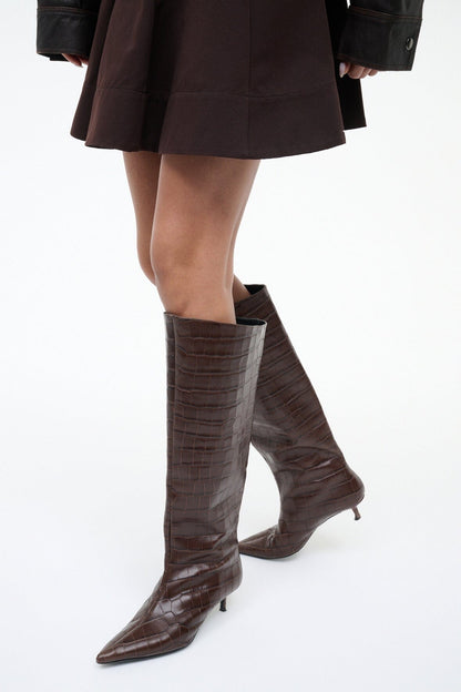 STAUD | Sebastian Kitten Heel Boot Espresso Croco