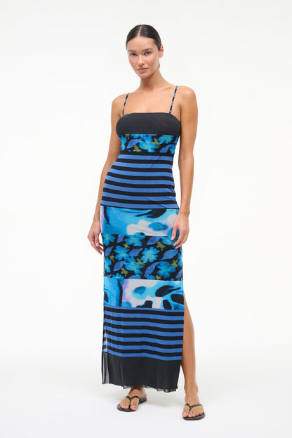 STAUD | Leona Mesh Dress Blue Haze Multi