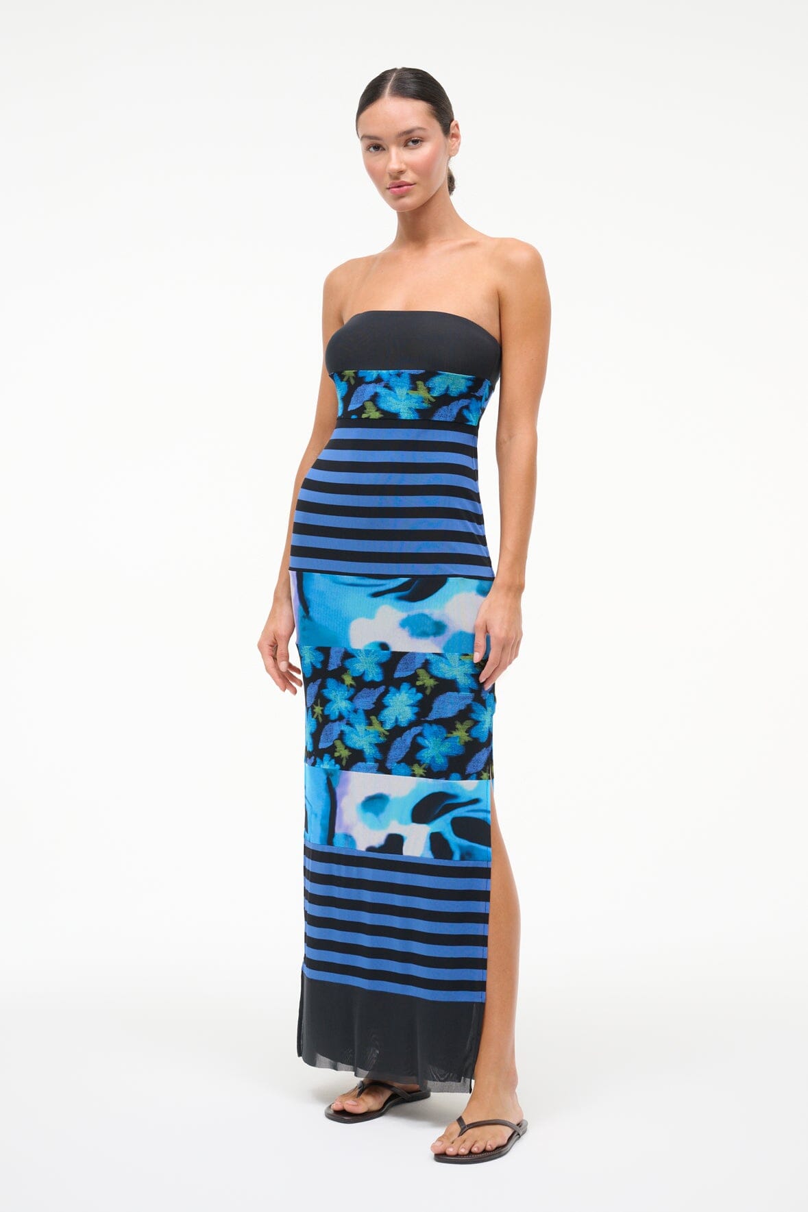 STAUD | Leona Mesh Dress Blue Haze Multi