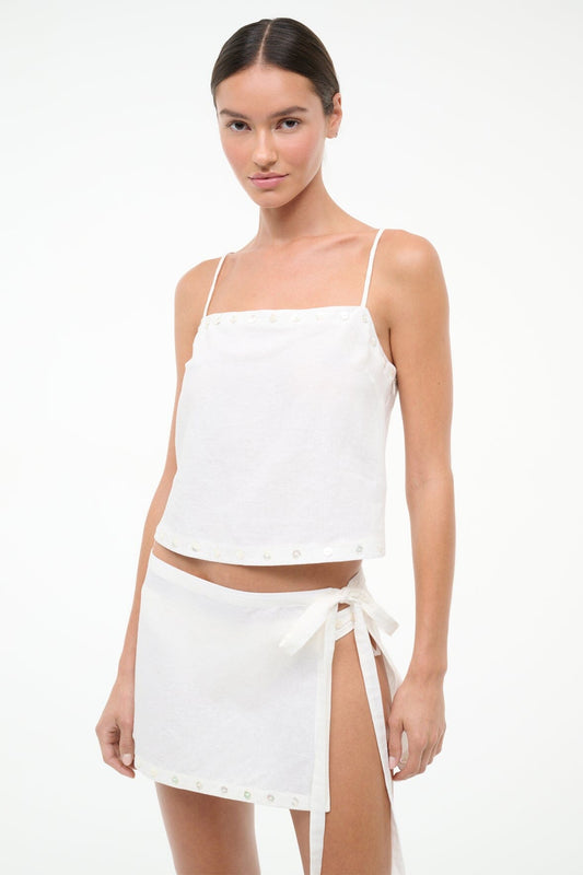 STAUD | Kirra Linen Tank Ivory