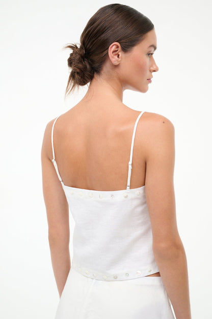 STAUD | Kirra Linen Tank Ivory