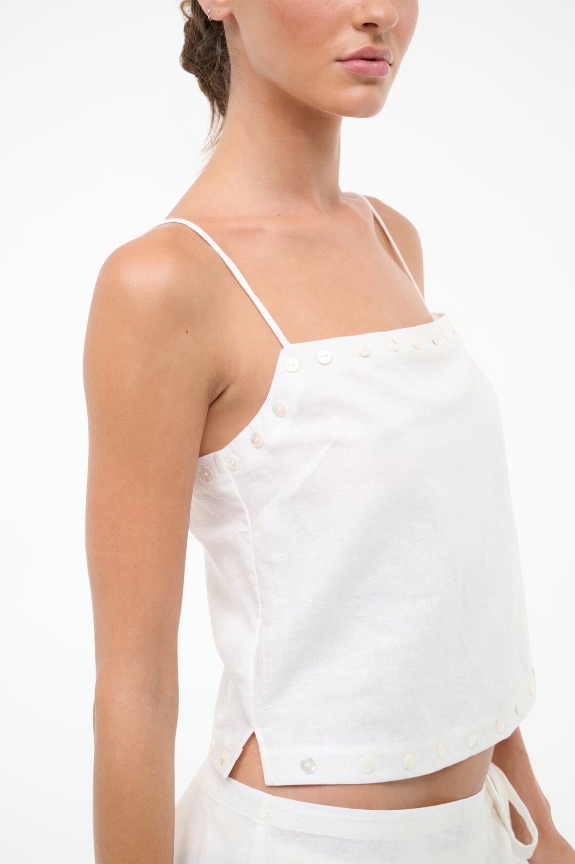 STAUD | Kirra Linen Tank Ivory