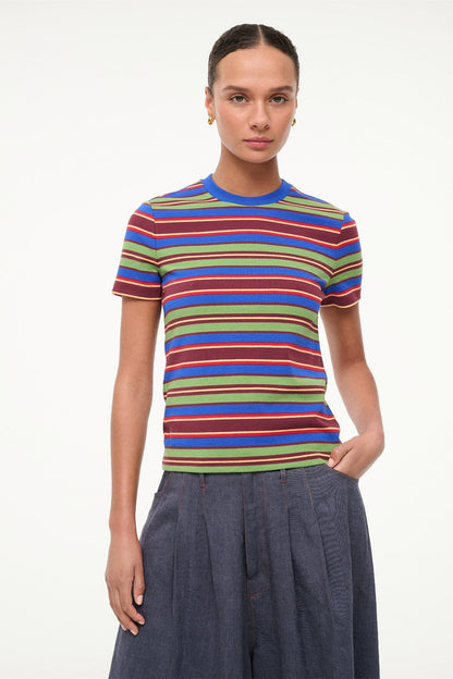 STAUD | Weekend Crew Tee Spectrum Stripe