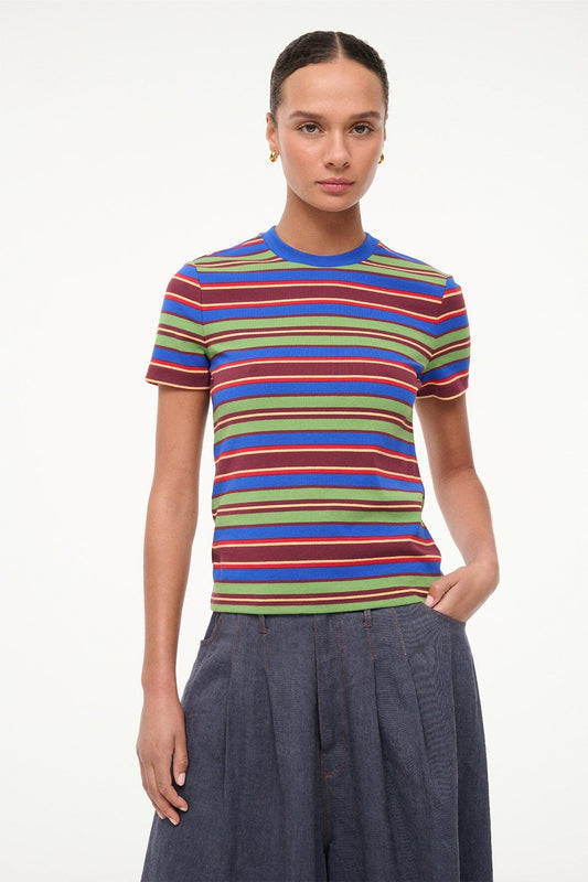 STAUD | Weekend Crew Tee Spectrum Stripe