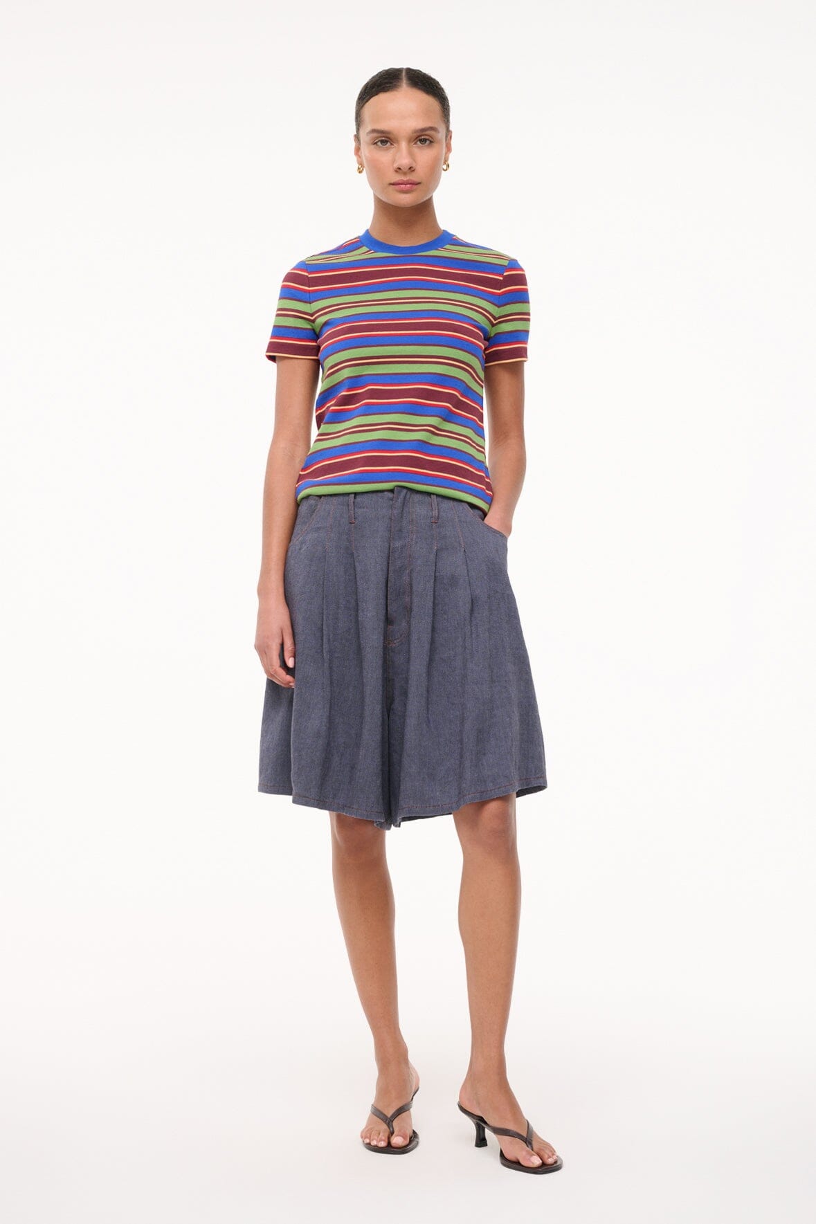STAUD | Weekend Crew Tee Spectrum Stripe