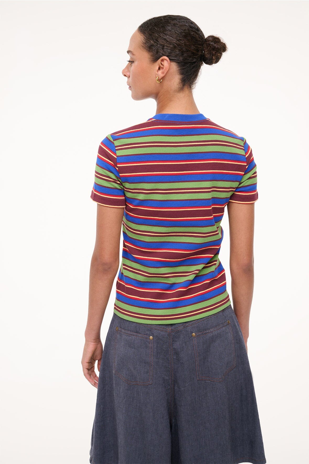 STAUD | Weekend Crew Tee Spectrum Stripe