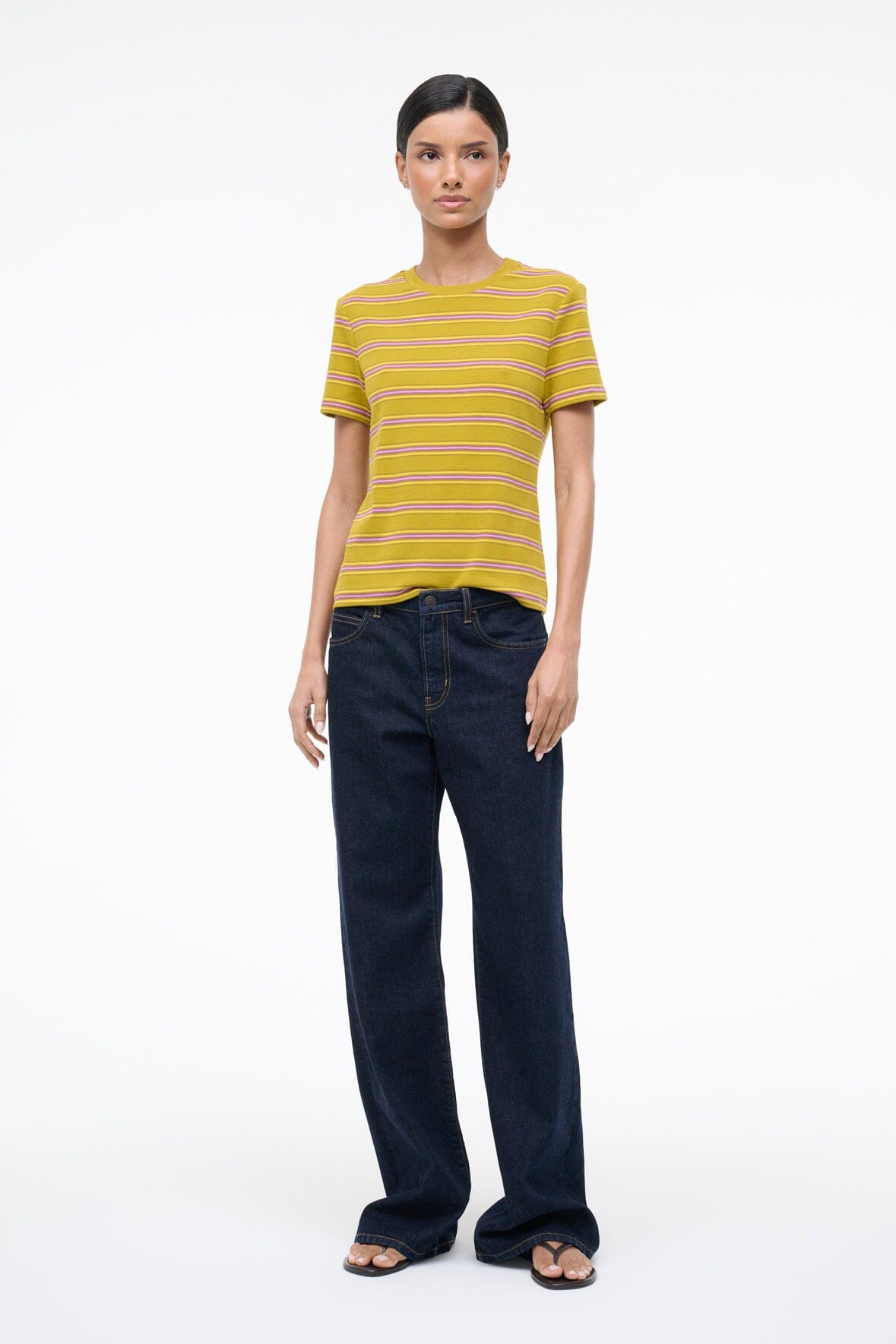 STAUD | Weekend Crew Tee Spectrum Stripe