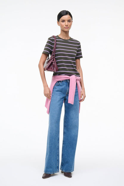 STAUD | Weekend Crew Tee Pine Stripe