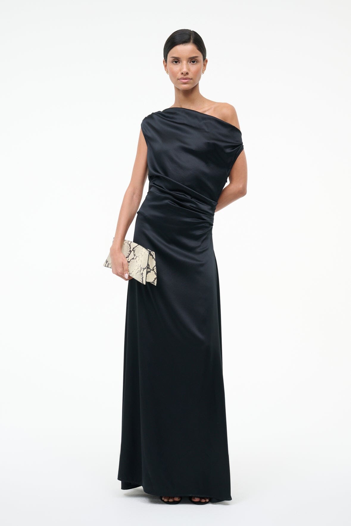 STAUD | Maxi Phare Silk Dress Black