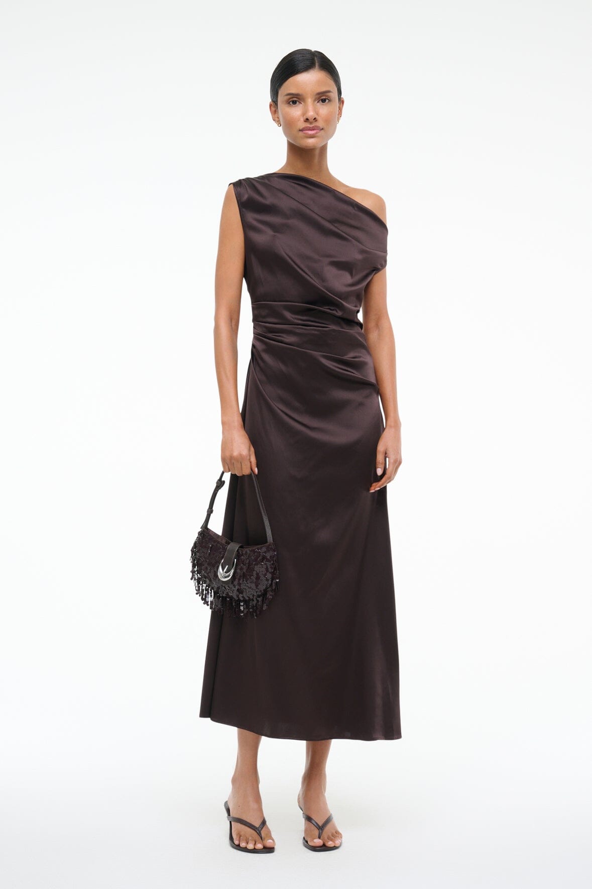 STAUD | Phare Silk Dress Earth