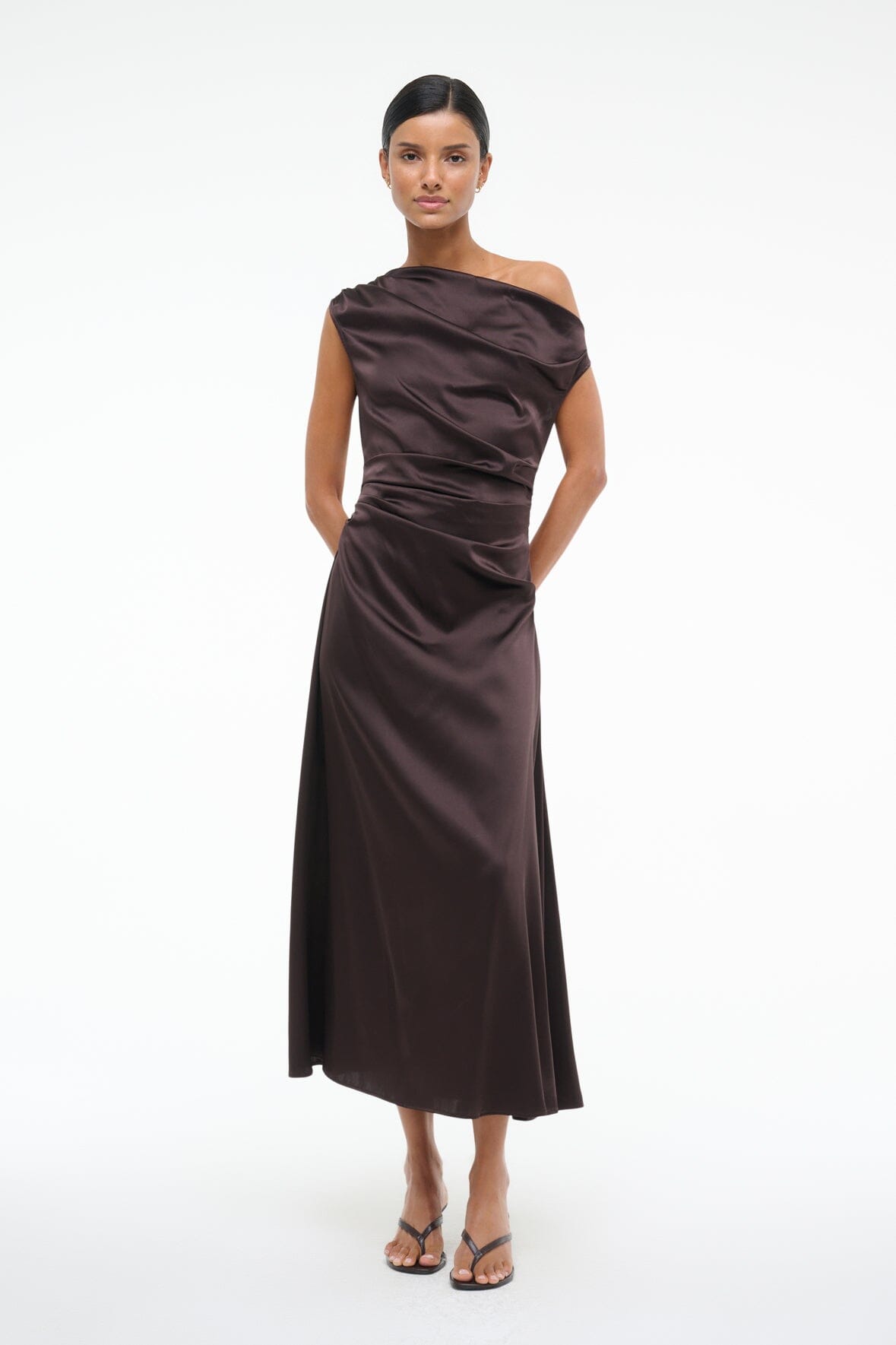STAUD | Phare Silk Dress Earth