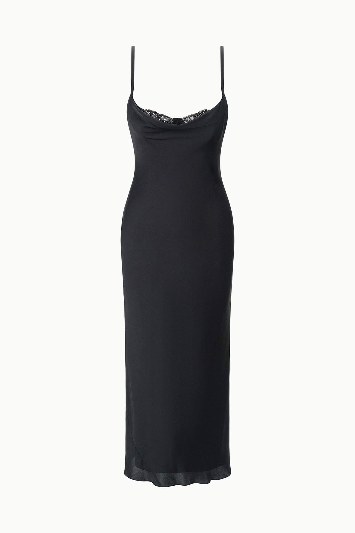 STAUD | Evangeline Silk Midi Dress Black