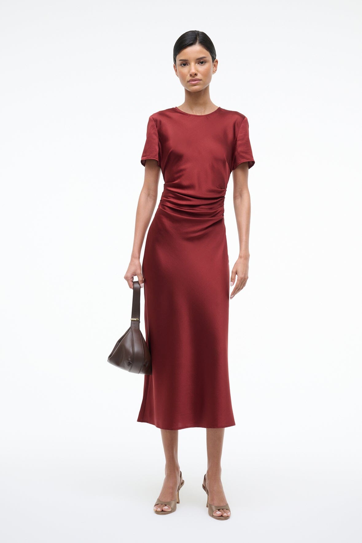STAUD | Marcel Silk Dress Sangria