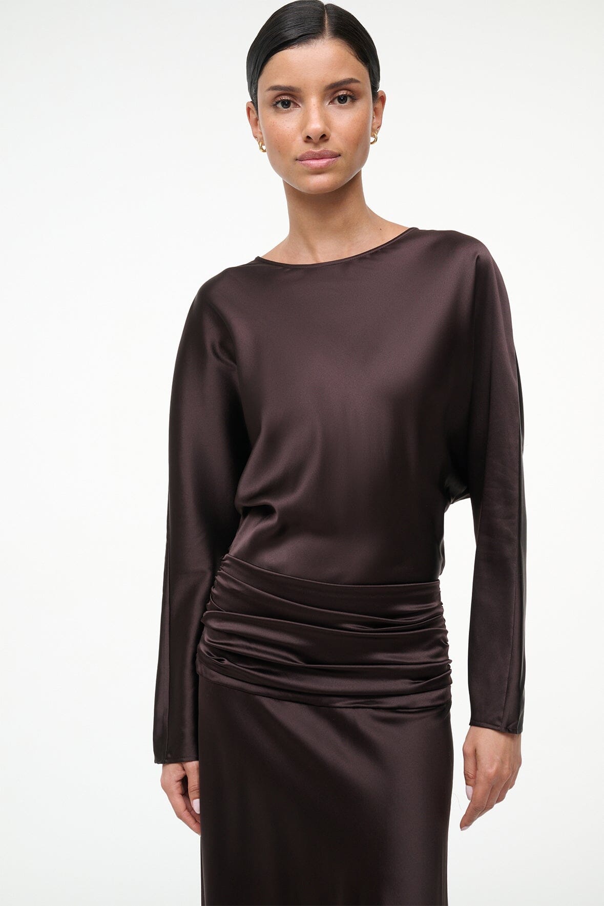STAUD | Freda Silk Dress Earth