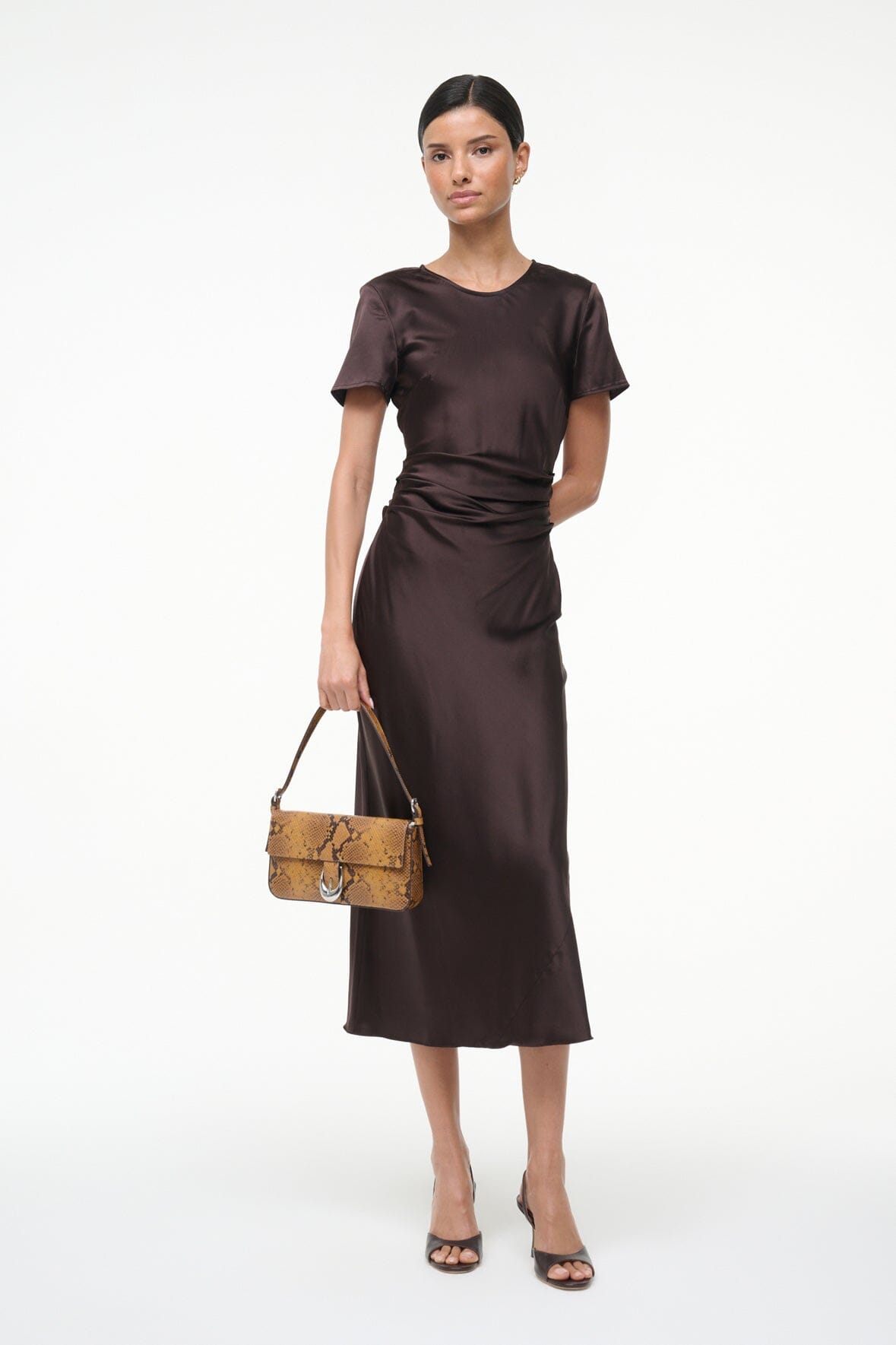 STAUD | Marcel Silk Dress Earth