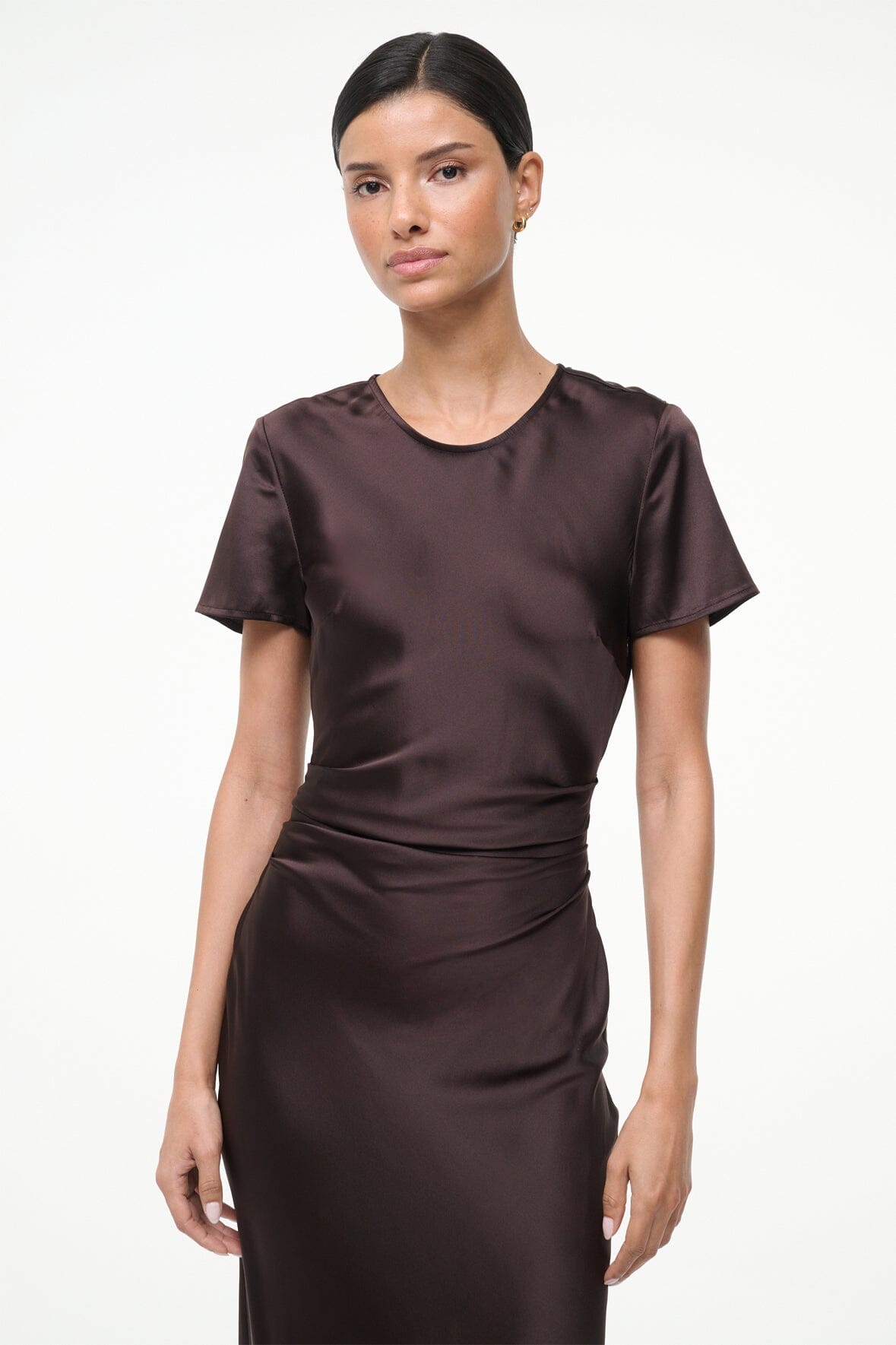 STAUD | Marcel Silk Dress Earth