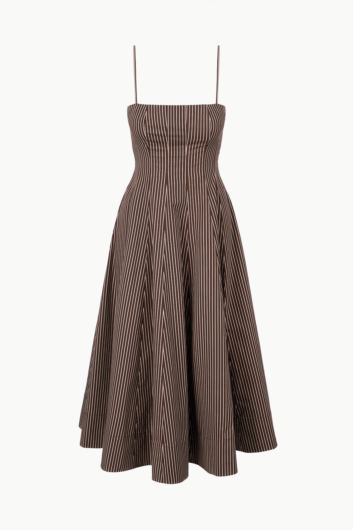 STAUD | Wylie Dress Dark Oak Micro Stripe