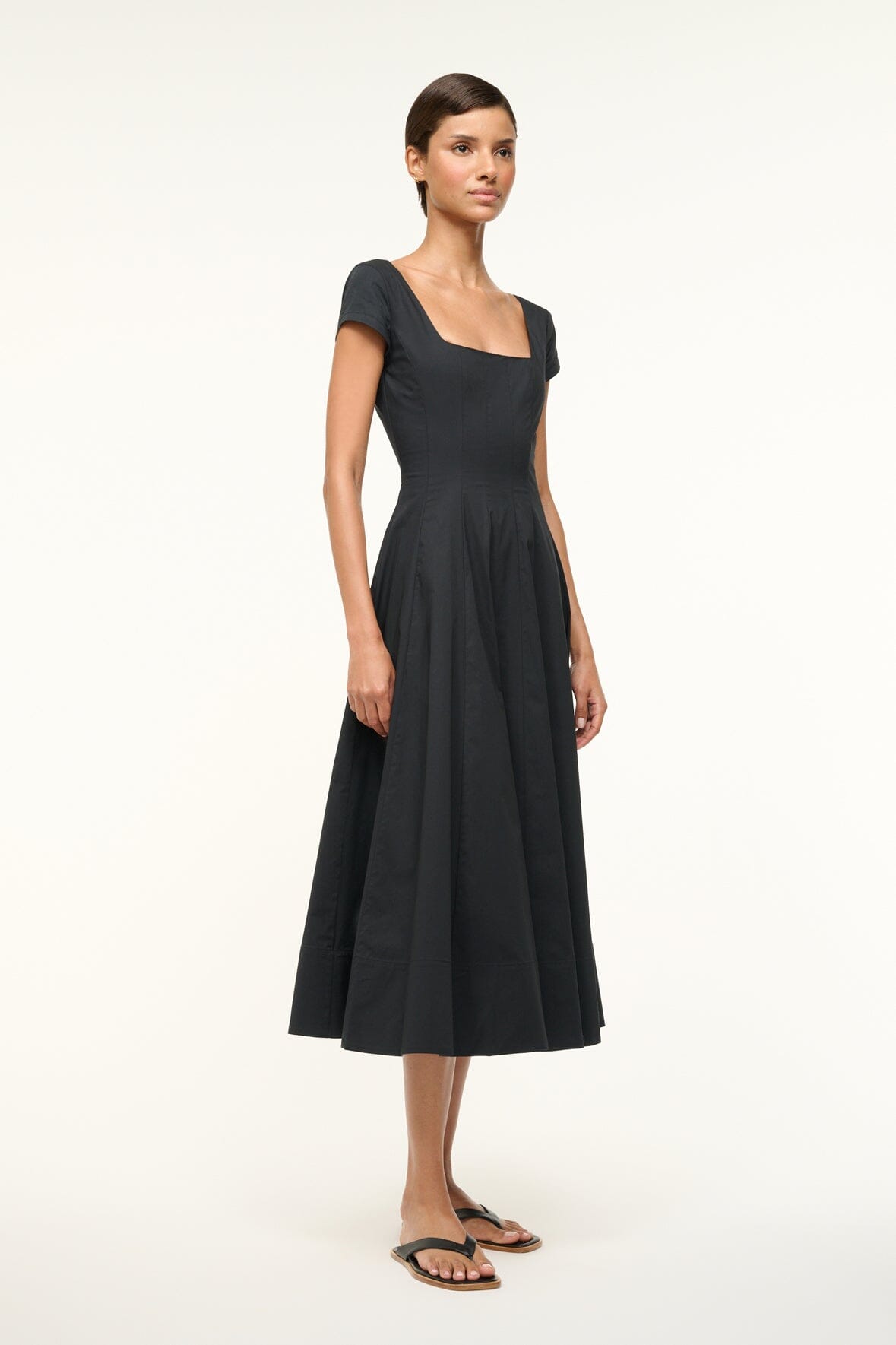 STAUD | Short Sleeve Wells Dress Black