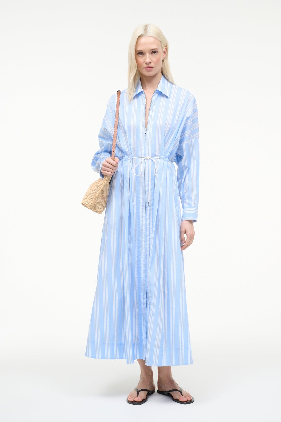 STAUD | Chi Midi Dress Ventura Stripe