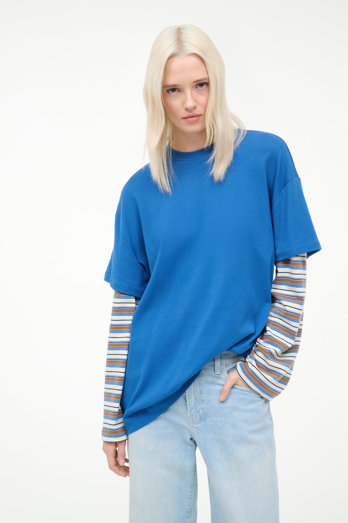 STAUD | William Tee Blue Mojave Stripe