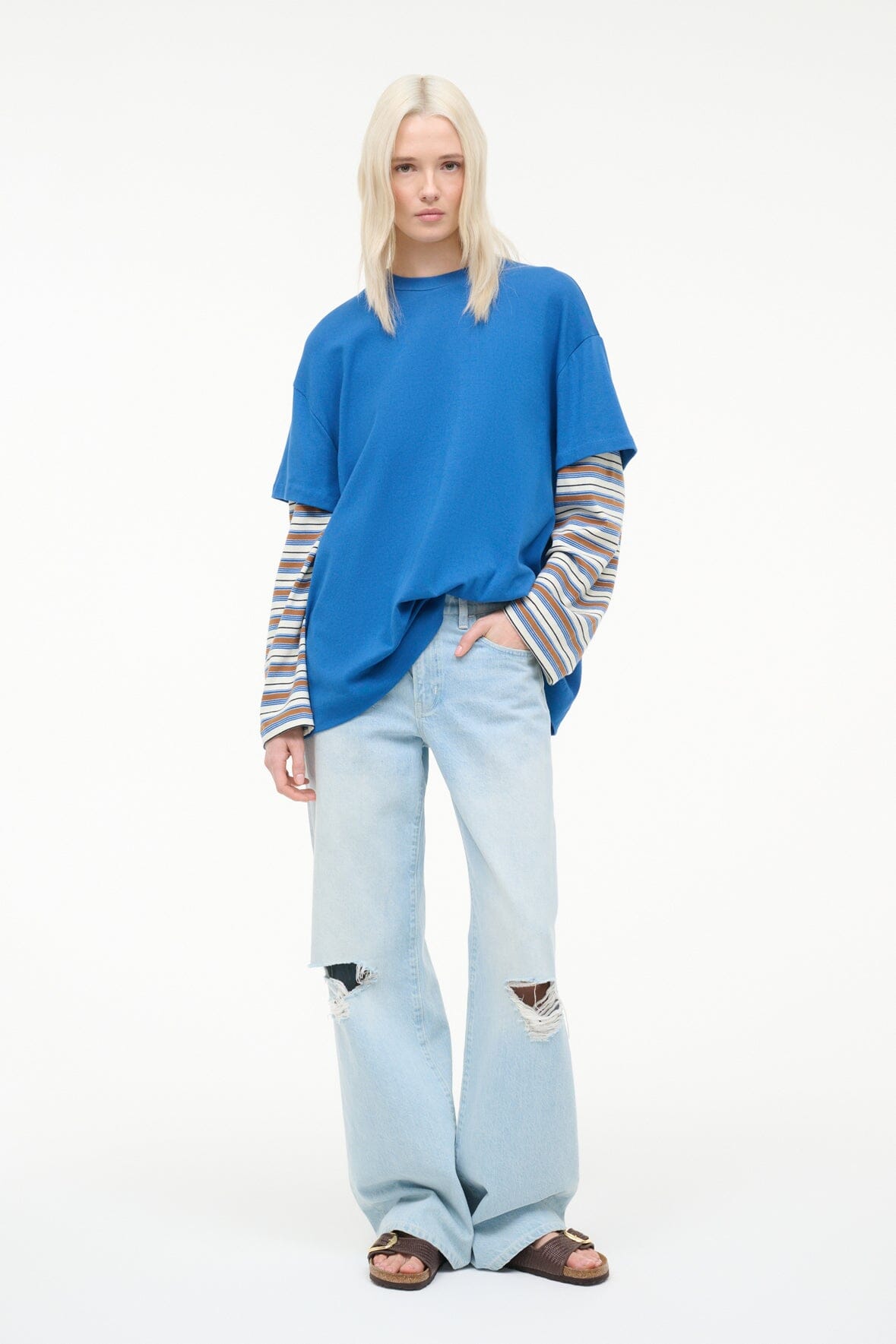 STAUD | William Tee Blue Mojave Stripe