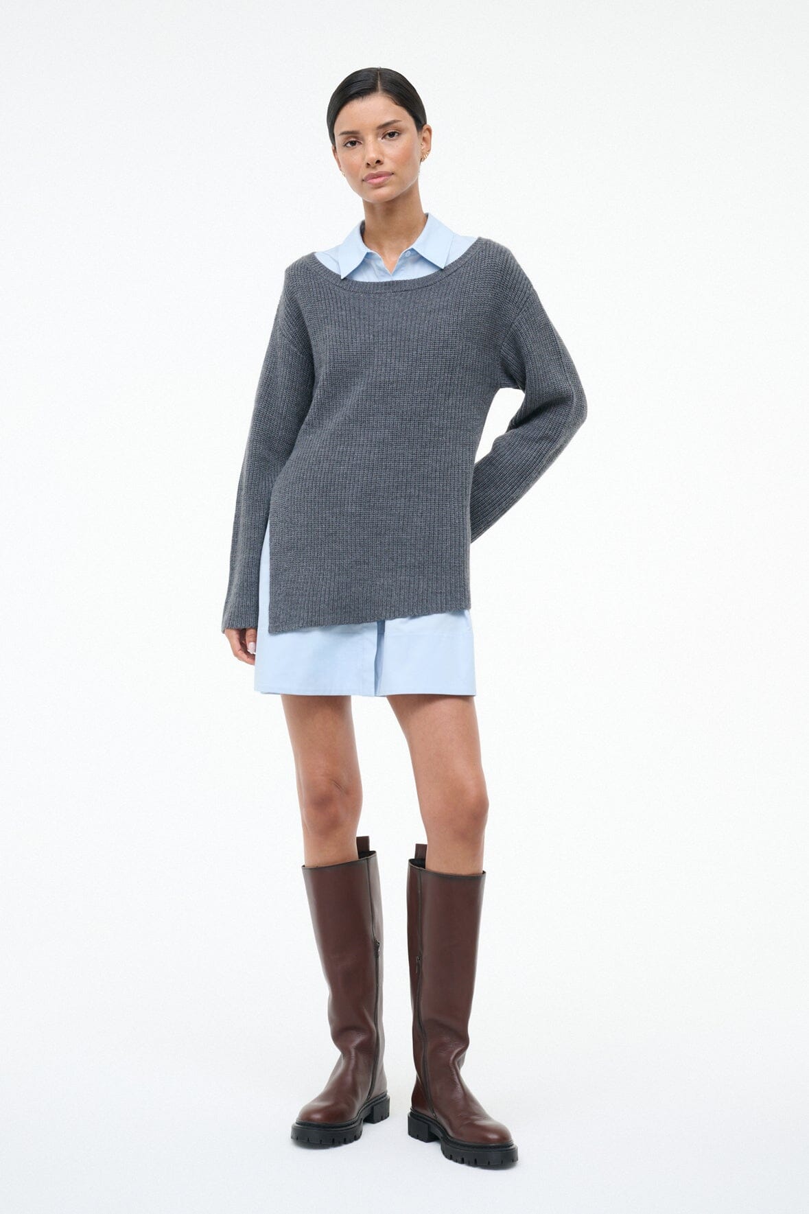 STAUD | Dane Dress Charcoal Glacier