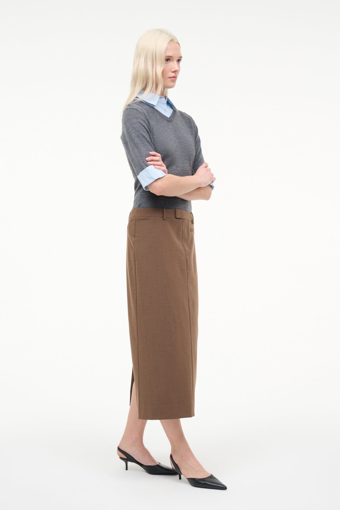STAUD | Geo Dress Nutmeg Charcoal