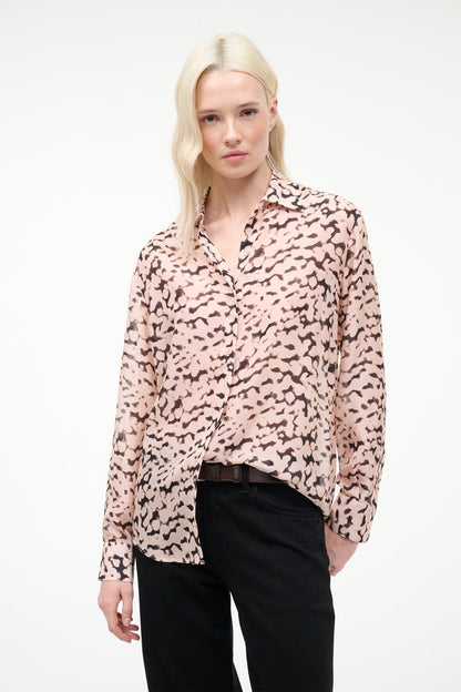 STAUD | Roxbury Silk Shirt Almond Black