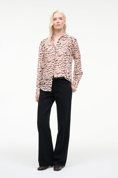 STAUD | Roxbury Silk Shirt Almond Black
