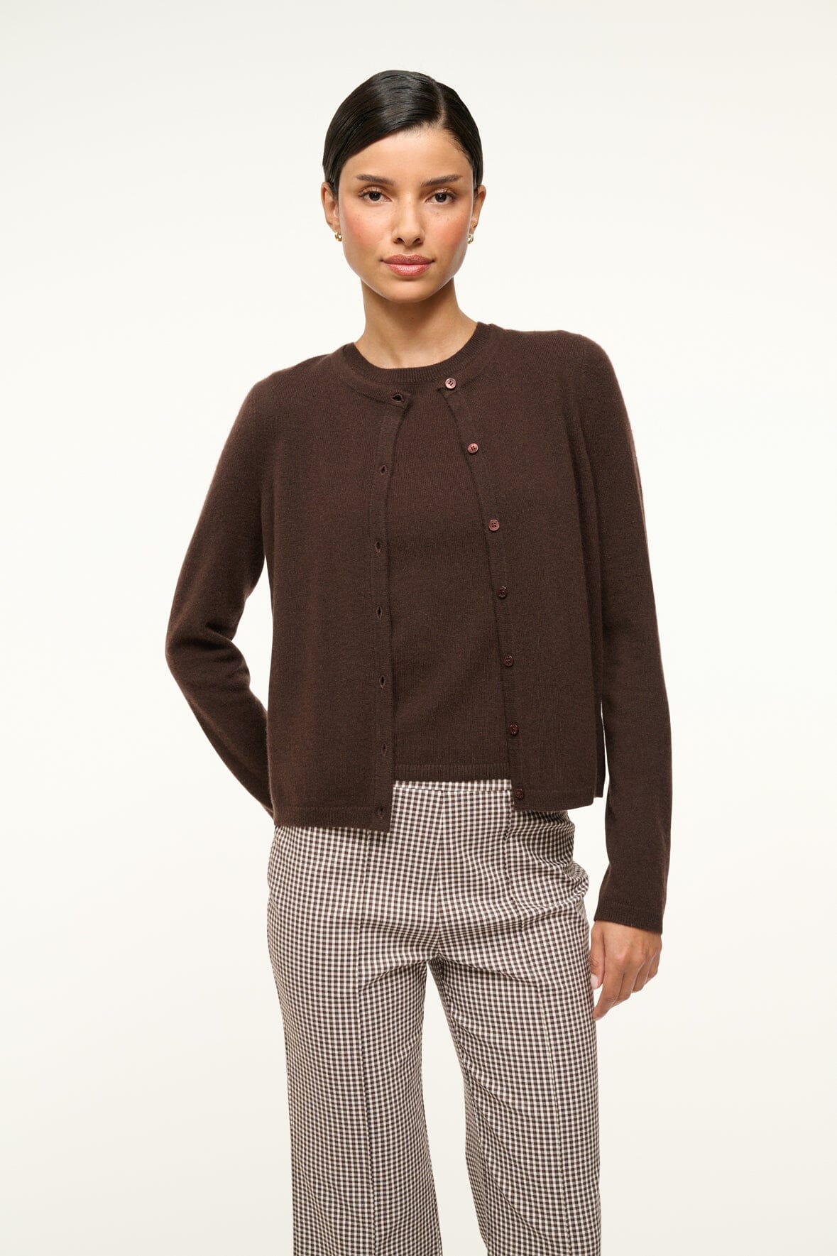 STAUD | Midnight Cashmere Cardigan Dark Chocolate