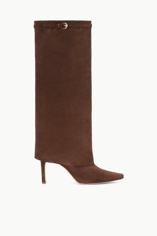 STAUD | Wally Foldover High Heel Boot Mahogany Suede