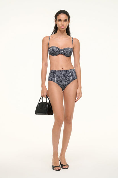 STAUD | Jo Balconette Bikini Top Black Woodblock Ditsy Floral