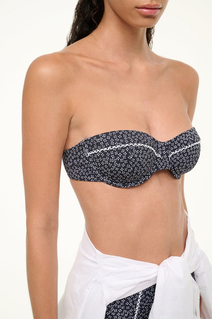 STAUD | Jo Balconette Bikini Top Black Woodblock Ditsy Floral