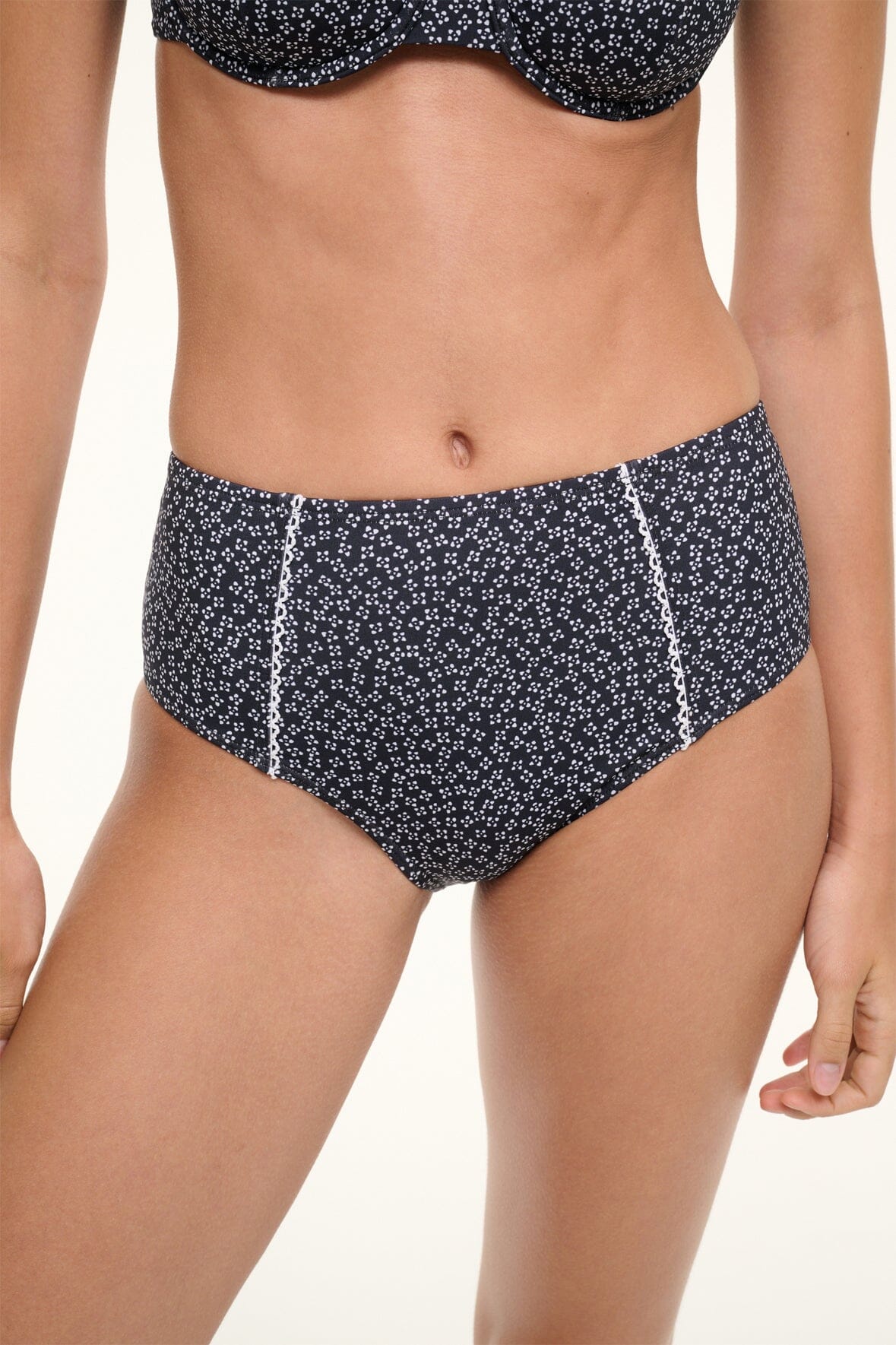 STAUD | Brenton Bikini Bottom Black Woodblock Ditsy Floral
