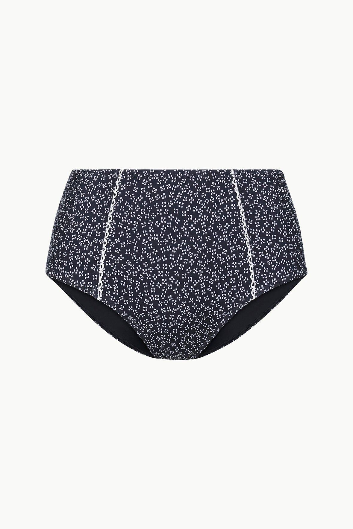 STAUD | Brenton Bikini Bottom Black Woodblock Ditsy Floral