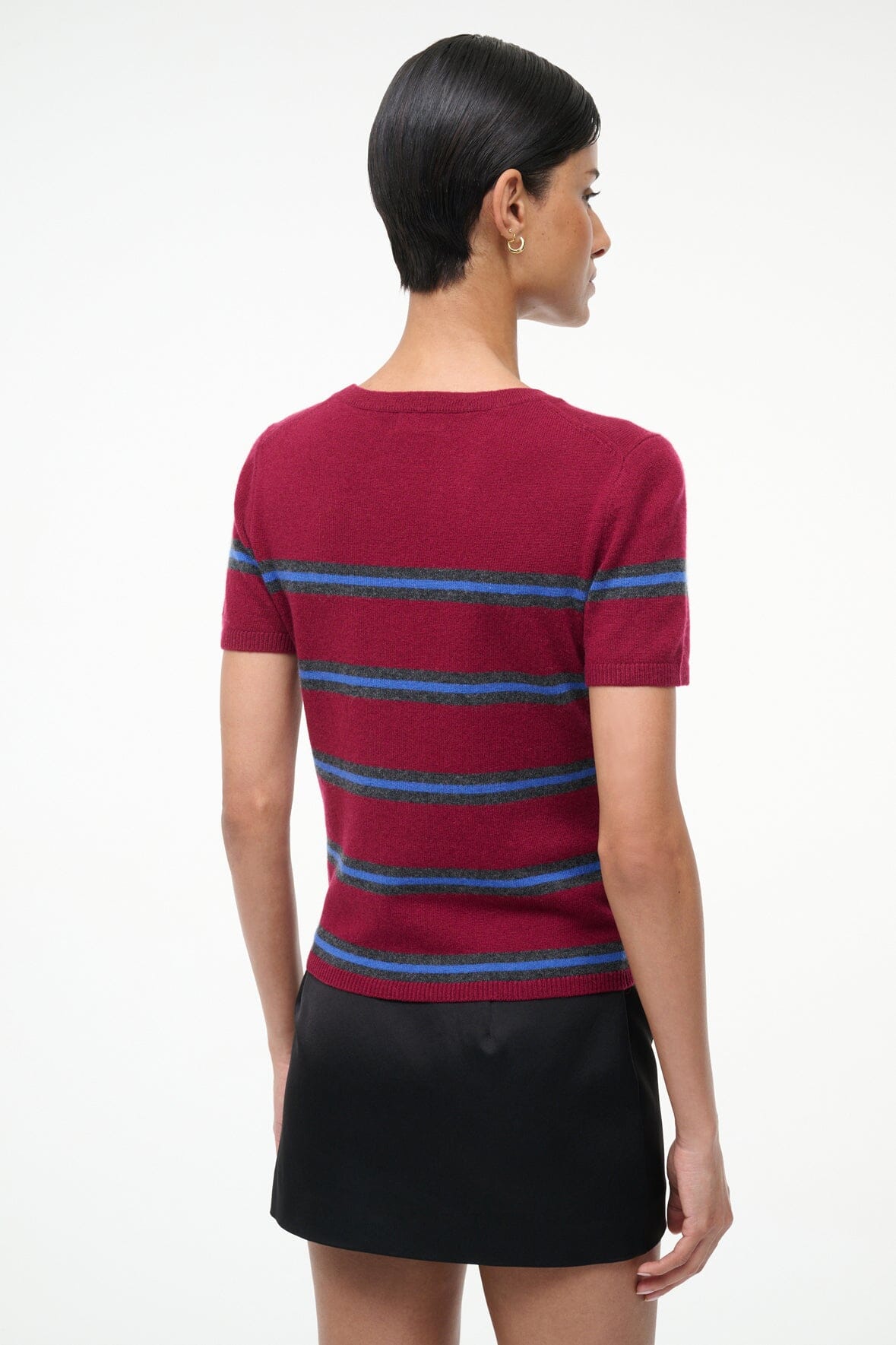 STAUD | Easy Cashmere Tee Crimson Stripe