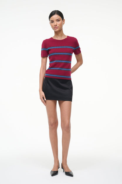 STAUD | Easy Cashmere Tee Crimson Stripe