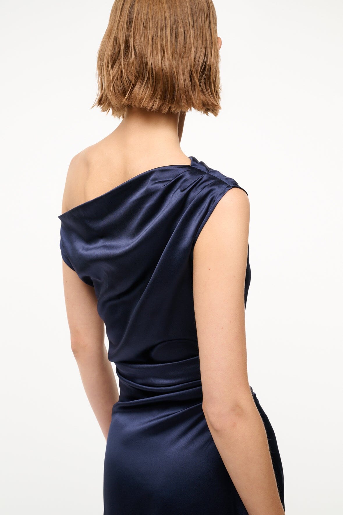 STAUD | Phare Silk Dress Navy