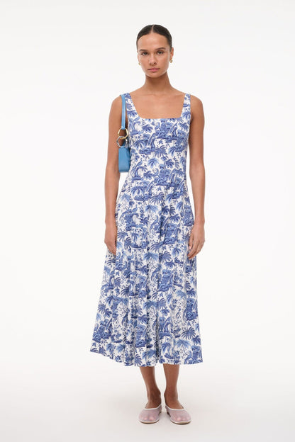STAUD | Wells Dress - China Blue Toile
